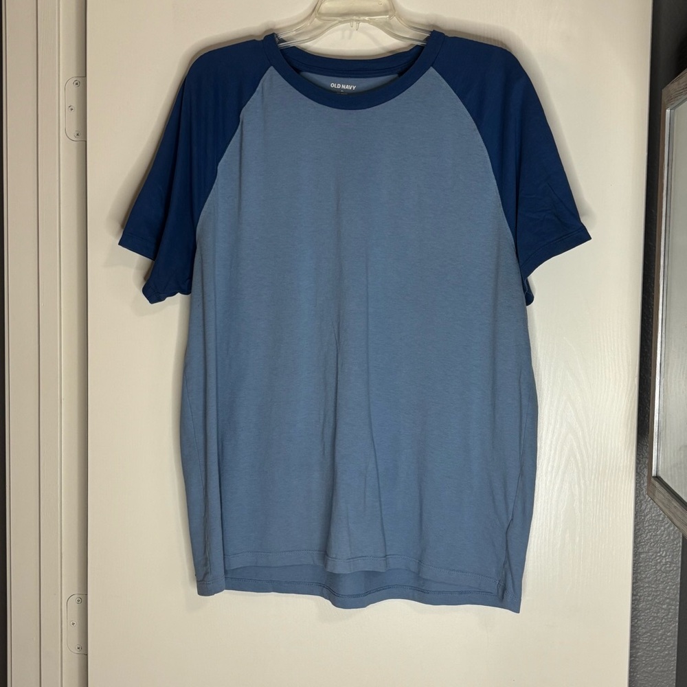 Old Navy 2 Tone Blue Ringer Baseball T Shirt Size XL